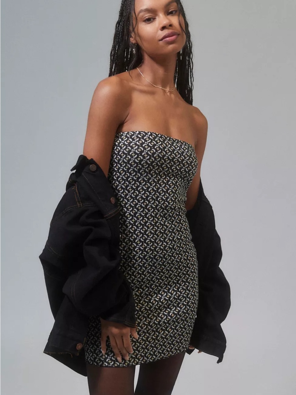 Urban Outfitters Kristy Printed Knit Mini Tube Dress Y2K Vibes Fall Base Layer